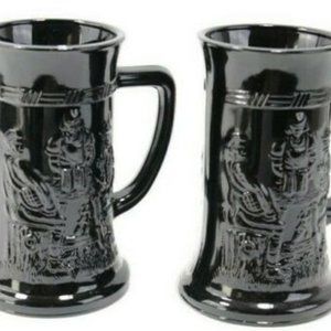 Japanese Black Ceramic Tall Mug Soldier Print